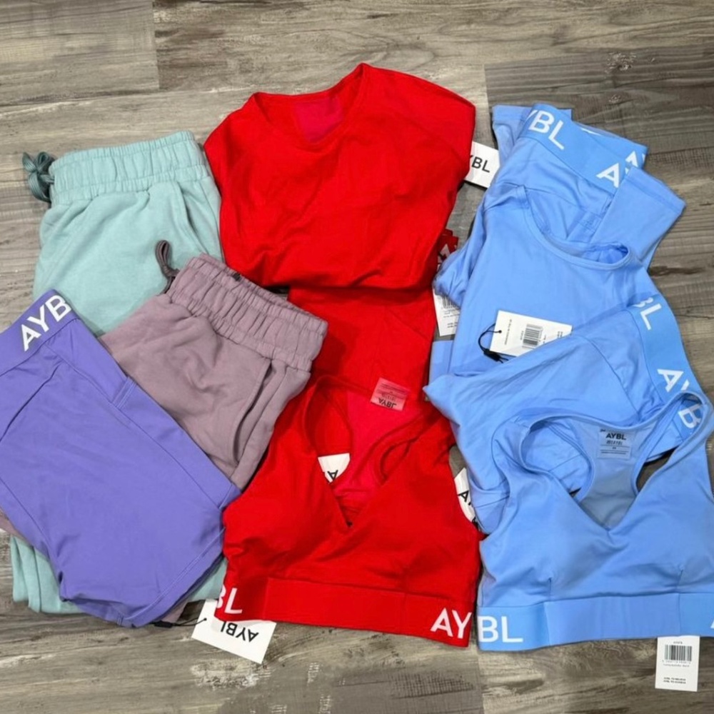 Women’s 10 Piece AYBL Lot. Medium, Large Joggers,  sports bra, Shorts, Top